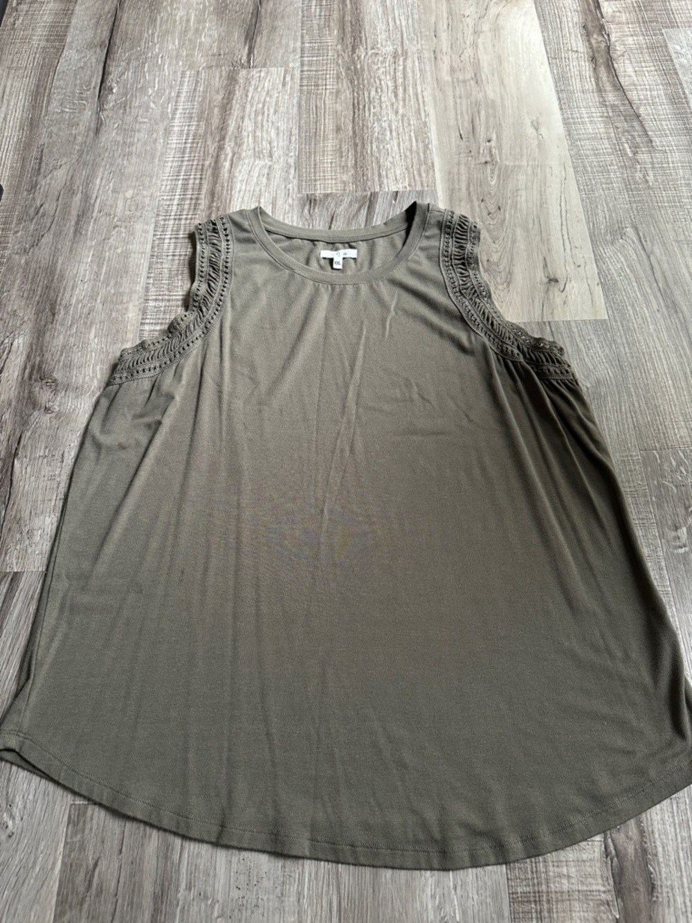 Maurice’s Sleeveless Crochet Trim Tank Top - Olive